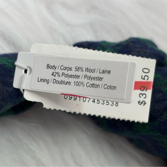 🏷️NWT J. Crew Factory Houndstooth Knot Headband Wool Blend Spruce & Antique Navy - Picture 5 of 11